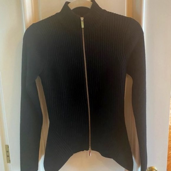 KAREN MILLEN Sweaters - KAREN MILLEN BLACK ZIP UP CARDIGAN